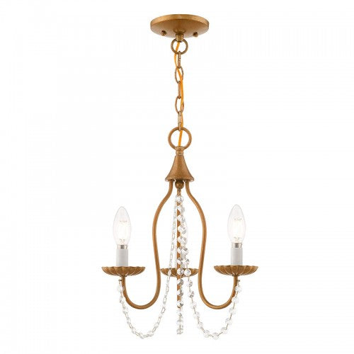 3 Light Antique Gold Leaf Chandelier Chandelier Livex