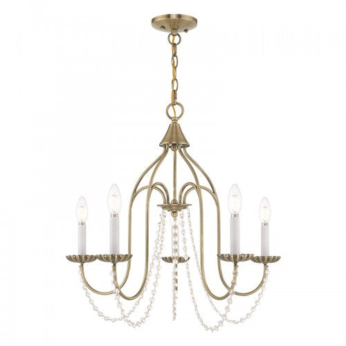 5 Light Antique Brass Chandelier Chandelier Livex