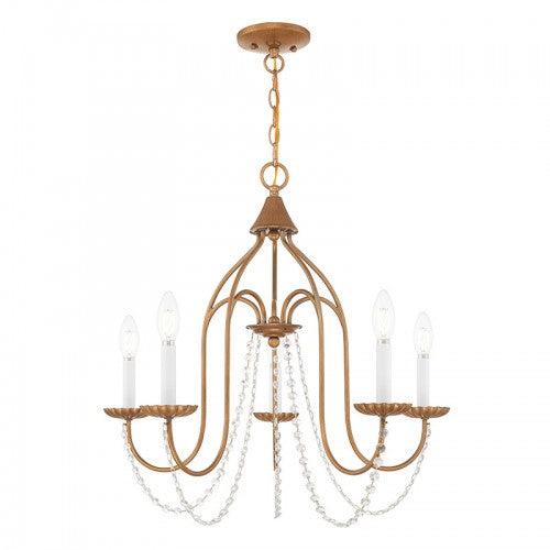 5 Light Antique Gold Leaf Chandelier Chandelier Livex