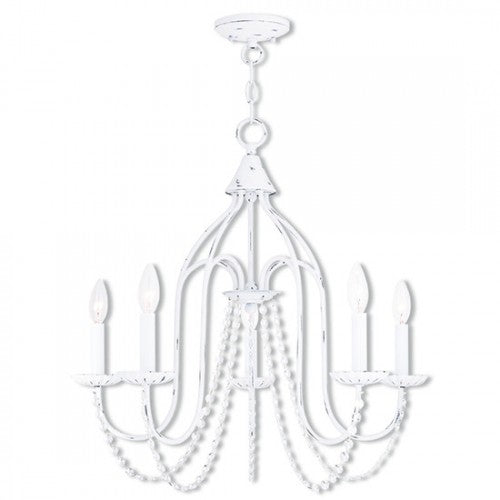 5 Light Antique White Chandelier Chandelier Livex