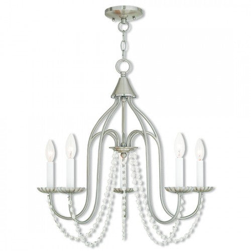 5 Light Brushed Nickel Chandelier Chandelier Livex