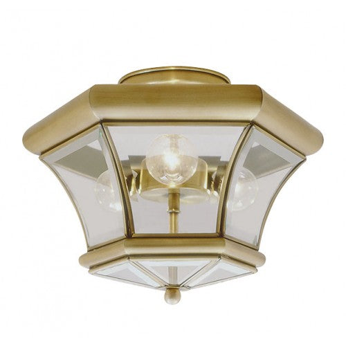 3 Light Antique Brass Ceiling Mount Semi Flush Livex