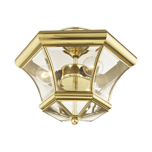 3 Light Polished Brass Ceiling Mount Semi Flush Livex