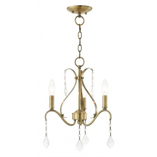 3 Light Antique Brass Chandelier Chandelier Livex