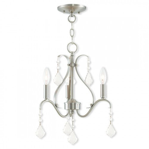 3 Light Brushed Nickel Chandelier Chandelier Livex