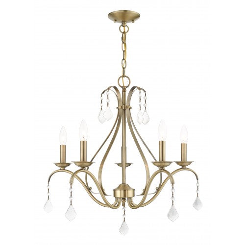 5 Light Antique Brass Chandelier Chandelier Livex