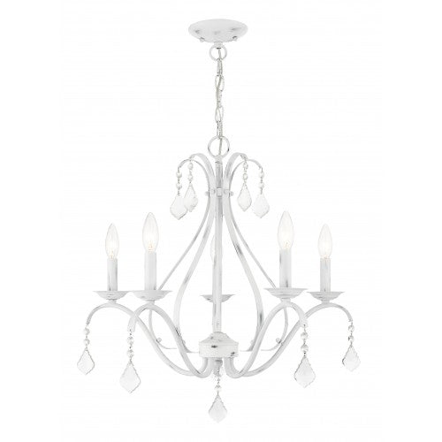 5 Light Antique White Chandelier Chandelier Livex