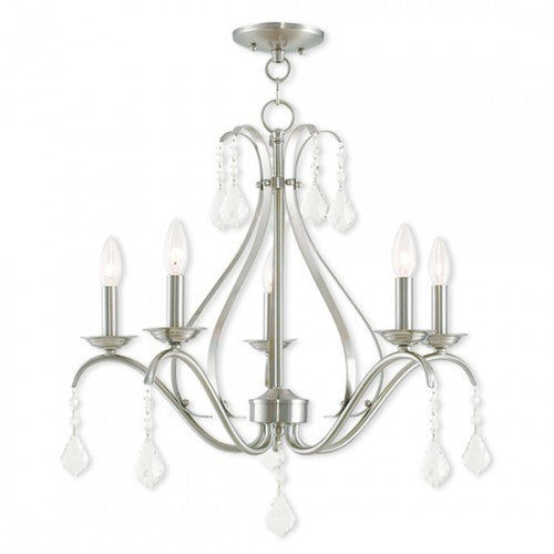 5 Light Brushed Nickel Chandelier Chandelier Livex