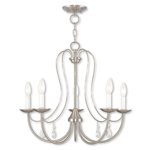 5 Light Brushed Nickel Chandelier Chandelier Livex