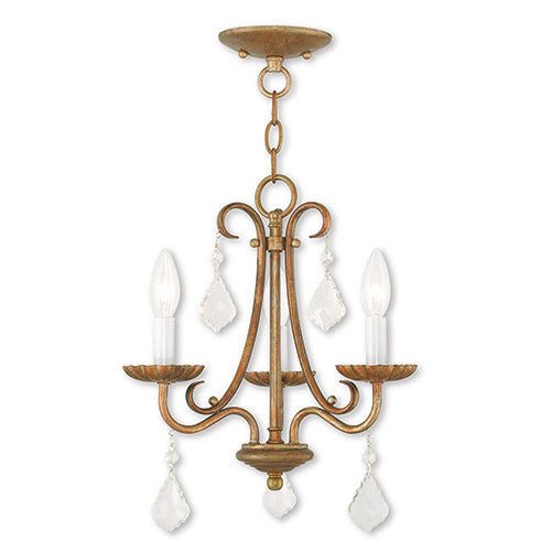 3 Light Antique Gold Leaf Chandelier Chandelier Livex