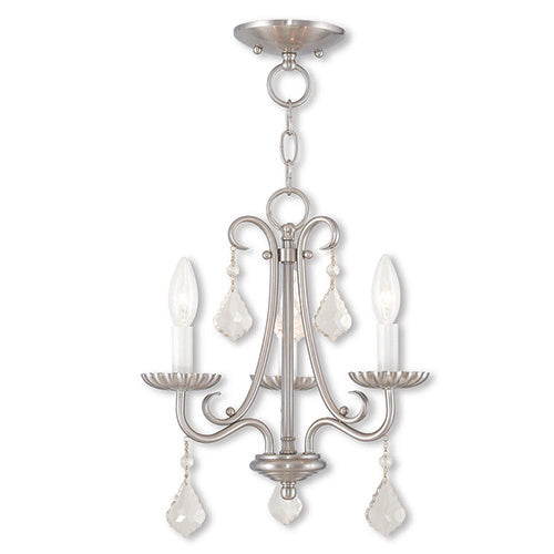 3 Light Brushed Nickel Chandelier Chandelier Livex