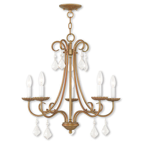 5 Light Antique Gold Leaf Chandelier Chandelier Livex