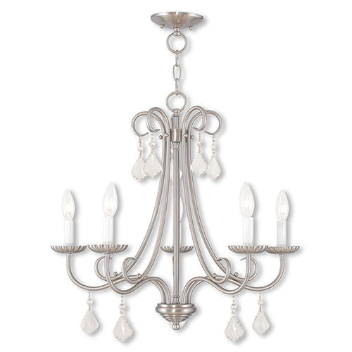 5 Light Brushed Nickel Chandelier Chandelier Livex