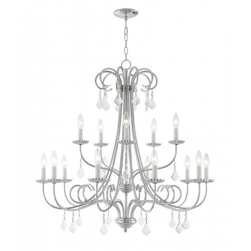 15 Light Polished Chrome Foyer Chandelier Chandelier Livex