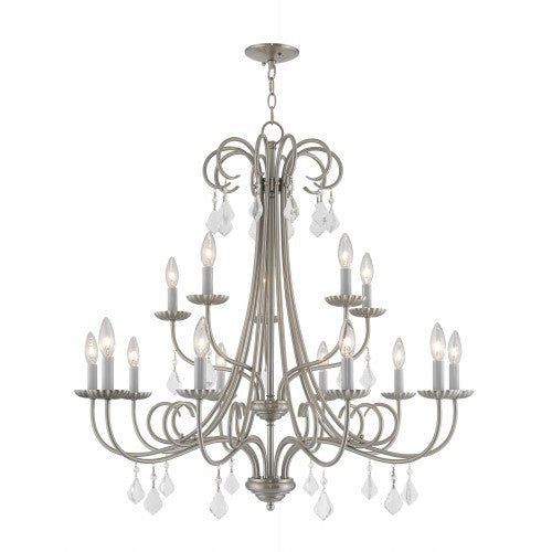 15 Light Brushed Nickel Foyer Chandelier Chandelier Livex