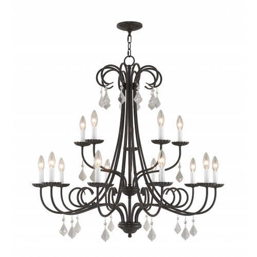 15 Light English Bronze Foyer Chandelier Chandelier Livex