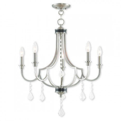 5 Light Brushed Nickel Chandelier Chandelier Livex