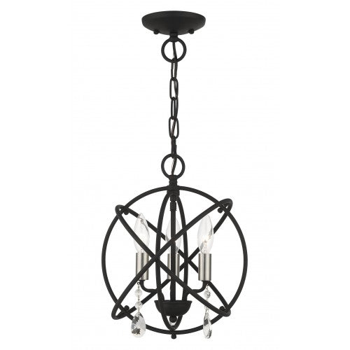 3 Light Black Convertible Chandelier / Semi Flush Chandelier Livex