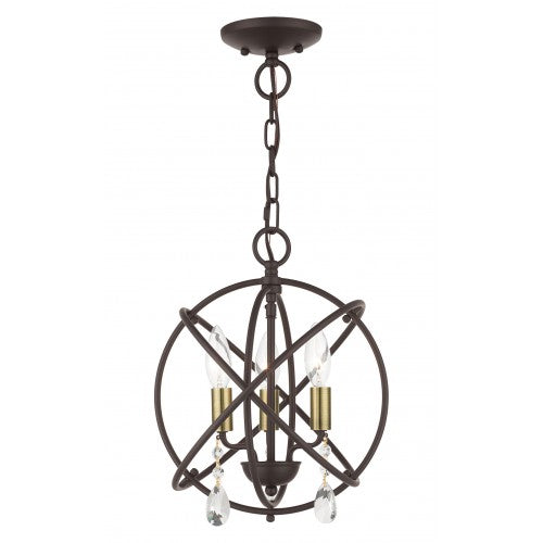 3 Light Bronze Convertible Chandelier / Semi Flush Chandelier Livex