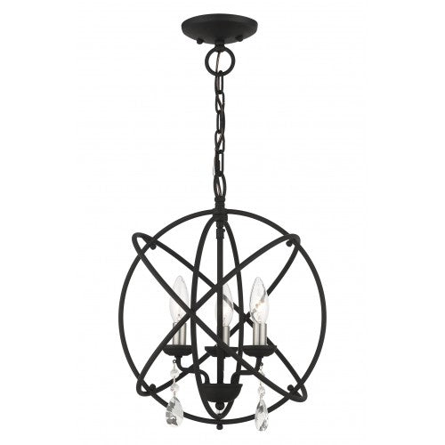 3 Light Black Convertible Chandelier / Semi Flush Chandelier Livex