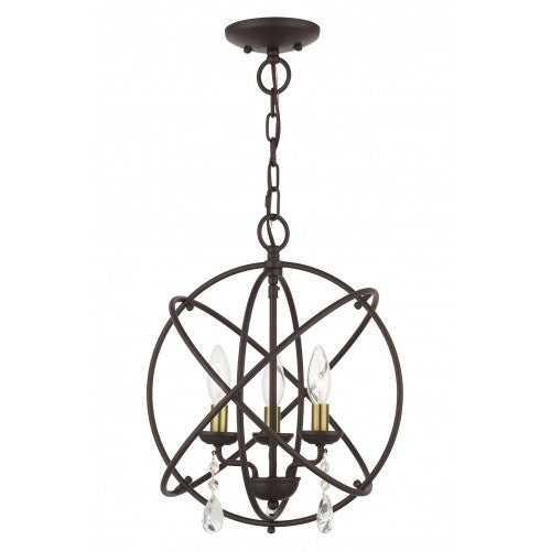 3 Light Bronze Convertible Chandelier / Semi Flush Chandelier Livex