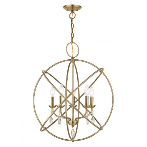 5 Light Antique Brass Chandelier Chandelier Livex