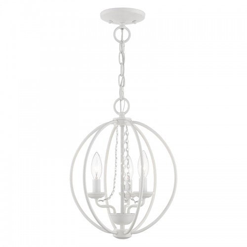 3 Light White Globe Convertible Mini Chandelier/ Semi-Flush Chandelier Livex