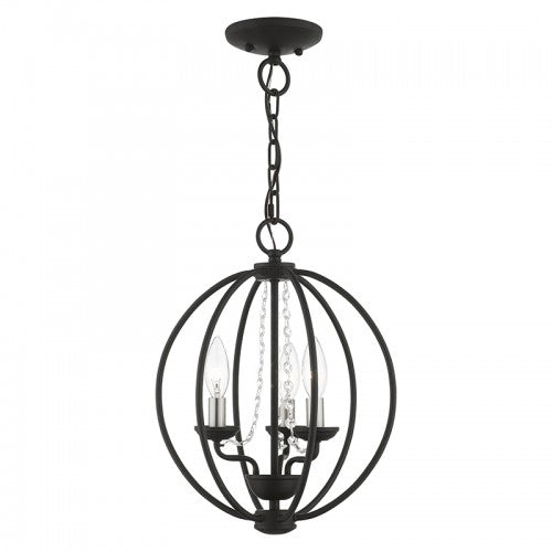 3 Light Black with Brushed Nickel Finish Candles Globe Convertible Mini Chandelier/ Semi-Flush Chandelier Livex