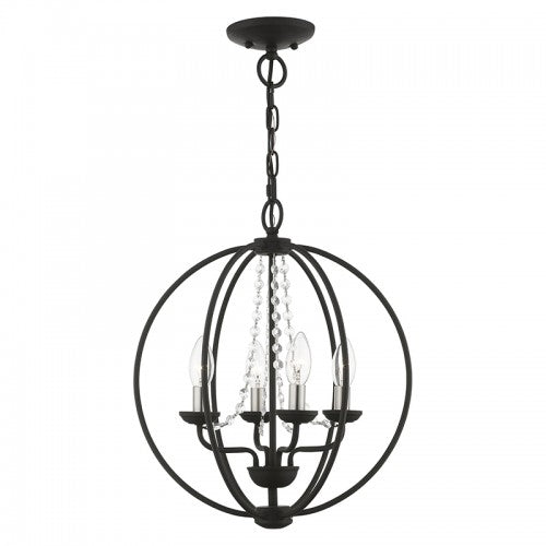 4 Light Black with Brushed Nickel Finish Candles Globe Convertible Chandelier/ Semi-Flush Chandelier Livex