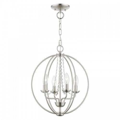 4 Light Brushed Nickel Globe Convertible Chandelier/ Semi-Flush Chandelier Livex