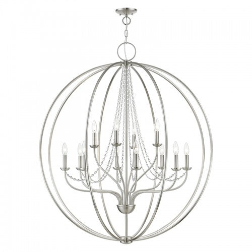 12 Light Brushed Nickel Grande Foyer Chandelier Chandelier Livex