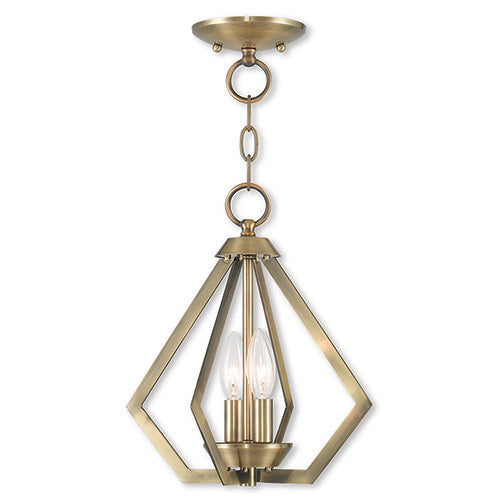 2 Light Antique Brass Chandelier/Ceiling Mount Pendant Livex