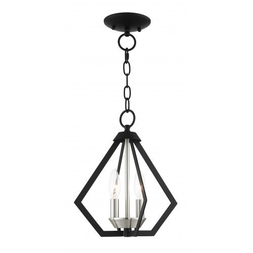 2 Light Black Chandelier Pendant Livex