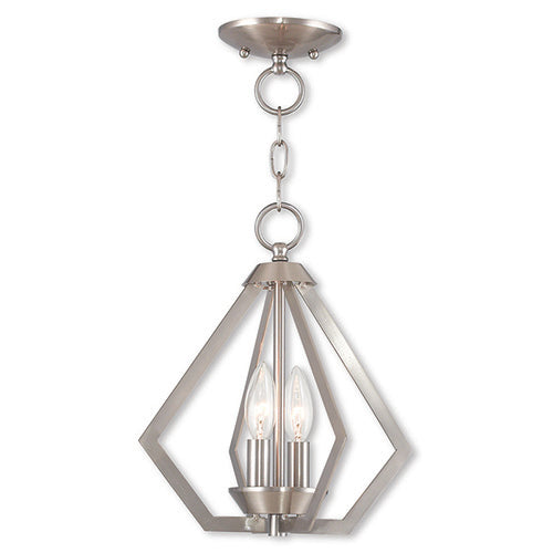 2 Light Brushed Nickel Chandelier/Ceiling Mount Pendant Livex