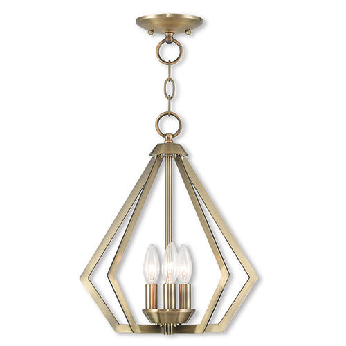 3 Light Antique Brass Chandelier/Ceiling Mount Pendant Livex