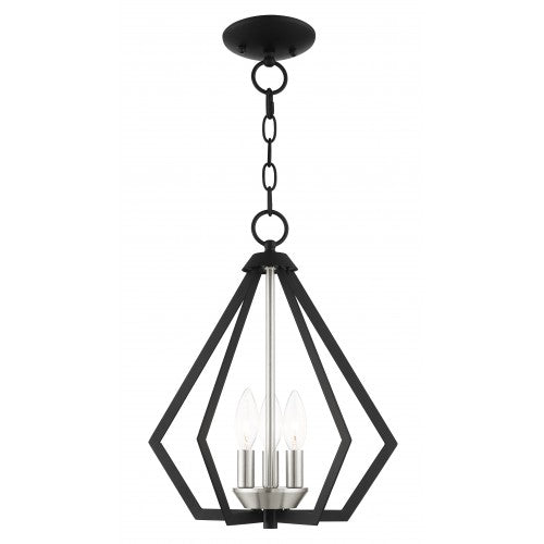 3 Light Black Chandelier Pendant Livex