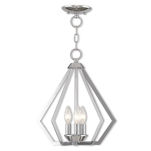 3 Light Polished Chrome Chandelier/Ceiling Mount Pendant Livex