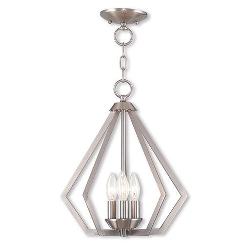 3 Light Brushed Nickel Chandelier/Ceiling Mount Pendant Livex