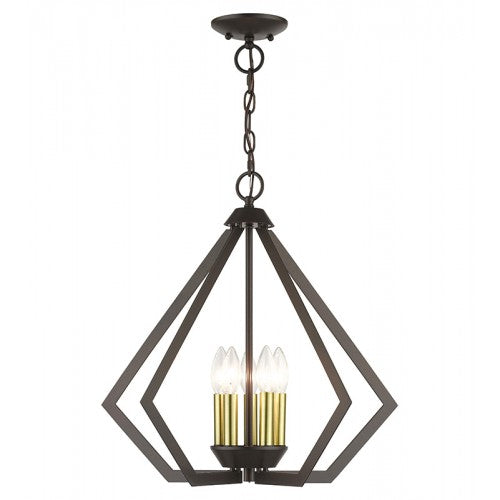 5 Light English Bronze Chandelier with Antique Brass Finish Accents Chandelier Livex