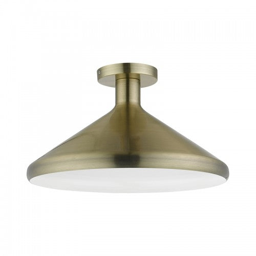 1 Light Antique Brass Semi-Flush Mount Semi Flush Livex