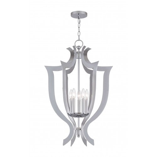 5 Light Polished Chrome Lantern Chandelier Chandelier Livex