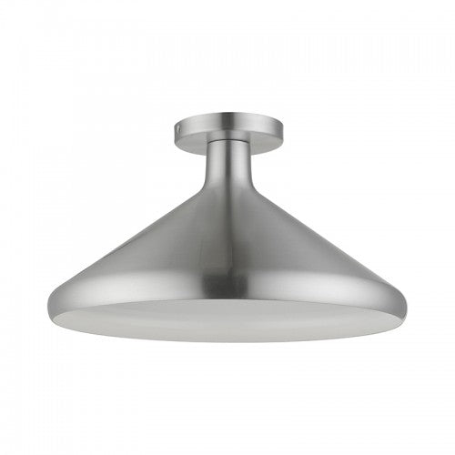 1 Light Brushed Aluminum Semi-Flush Mount Semi Flush Livex