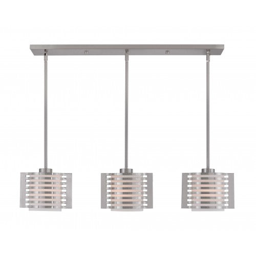 3 Light Brushed Nickel Linear Chandelier Linear Livex