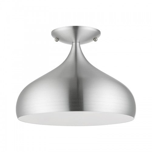 1 Light Brushed Aluminum Semi-Flush Mount Flush Mount Livex