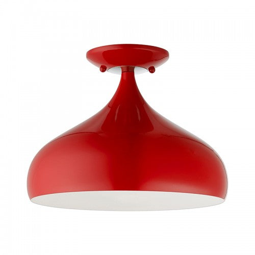 1 Light Shiny Red Semi-Flush Mount Semi Flush Livex