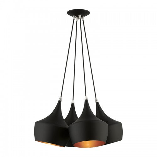 4 Light Black Cluster Pendant Pendant Livex