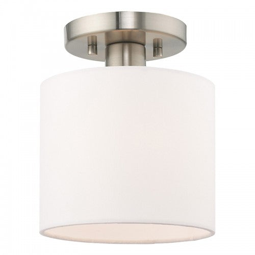 1 Light Brushed Nickel Ceiling Mount Semi Flush Livex