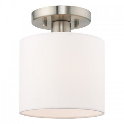 1 Light Brushed Nickel Ceiling Mount Semi Flush Livex