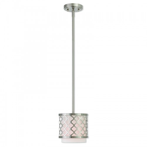 1 Light Brushed Nickel Single Pendant Pendant Livex