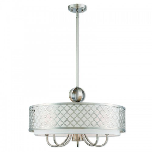 6 Light Brushed Nickel Pendant Chandelier Chandelier Livex